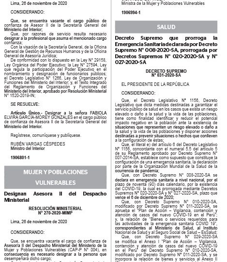Gobierno prorroga emergencia sanitaria por 90 días más