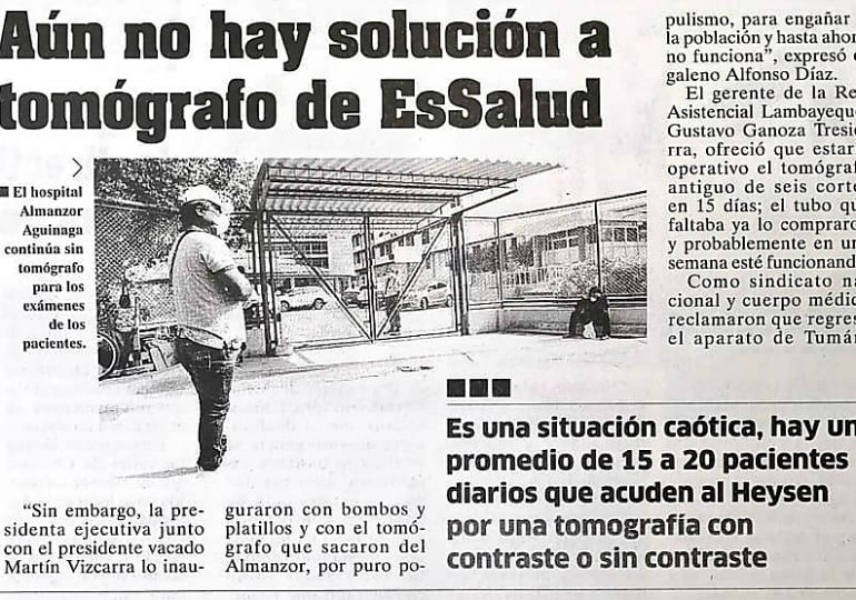 Aún no hay solución a tomógrafo de EsSalud