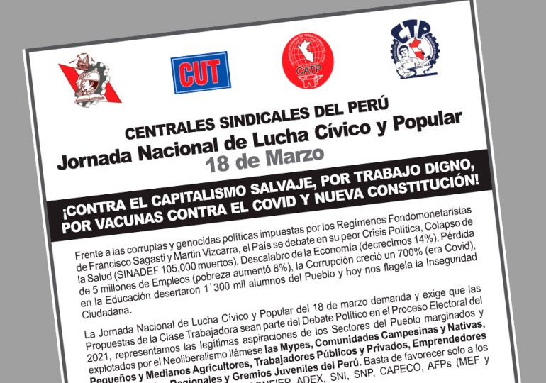 SINAMSSOP participa de las acciones de lucha de las centrales sindicales del país en defensa de la libertad sindical y libertad de expresión