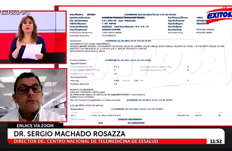 Director de telemedicina de EsSalud insiste que tratamiento a congresista Herrera no debía ser presencial a pesar de los síntomas