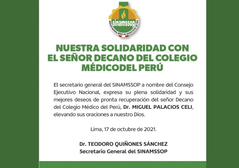 Nuestra solidaridad con el señor decano del Colegio Médico del Perú