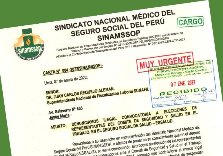 SINAMSSOP denunció ante SUNAFIL ilegal convocatoria a elecciones de representantes ante Comité de Seguridad y Salud en el Trabajo