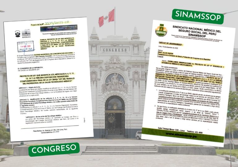 SINAMSSOP presentó observaciones en contra del Proyecto de Ley N°3535 que plantea la modificación a la Ley del Tecnólogo Médico