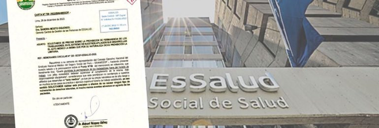 SINAMSSOP solicitó a EsSalud precise el numeral N° 9 del Memorando Circular N° 320 que prohíbe la permanencia de los trabajadores en la institución