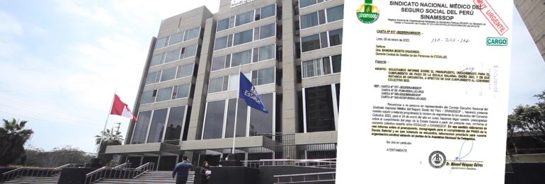 SINAMSSOP solicitó a EsSalud informe sobre el presupuesto y desagregado para el cumplimiento de pago de la Escala Salarial Enero 2023