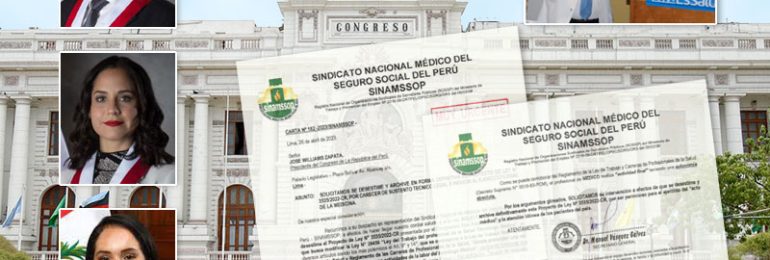 SINAMSSOP exigió al Congreso de la República desestimar y archivar Proyecto de Ley N° 3535/2022-CR por inducir al ejercicio ilegal de la medicina