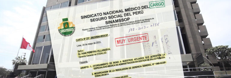 SINAMSSOP exigió a EsSalud pago de bono para afiliados que acrediten Especialidad Médica de Administración en Gestión de Salud Pública