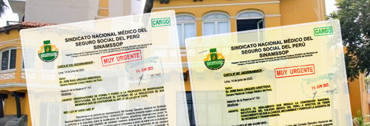 SINAMSSOP observó propuesta de modificación de estatuto del Colegio Médico del Perú
