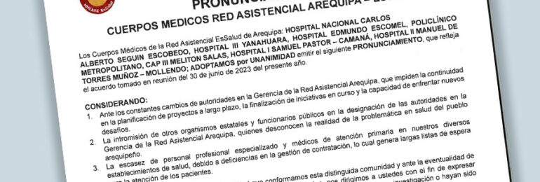 Pronunciamiento Cuerpos Médicos Red Asistencial Arequipa- EsSalud