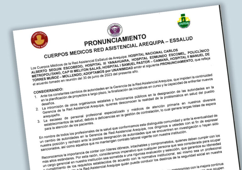 Pronunciamiento Cuerpos Médicos Red Asistencial Arequipa- EsSalud