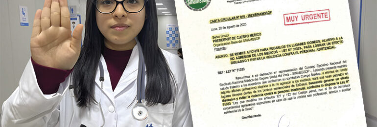 SINAMSSOP exige cumplimiento de la Ley N° 31333 para el cese de agresiones físicas y verbales para los médicos en EsSalud
