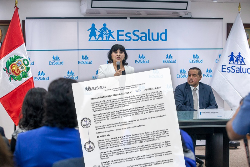 Presidenta ejecutiva de EsSalud aprobó Reglamento para Concurso de Jefaturas de Departamento y Servicio dirigidos a profesionales médicos, odontólogos y químicos farmacéuticos