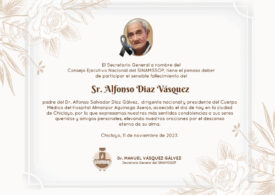 Expresamos nuestras más sentidas condolencias por el sensible fallecimiento del Sr. Alfonso Diaz Vásquez