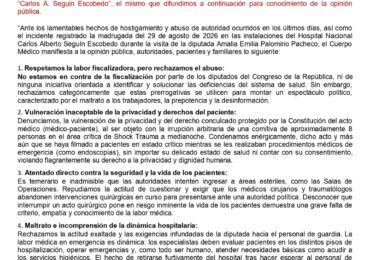 PRONUNCIAMIENTO CUERPO MEDICO - HOSPITAL NACIONAL "CARLOS A. SEGUÍN ESCOBEDO" ESSALUD-AREQUIPA