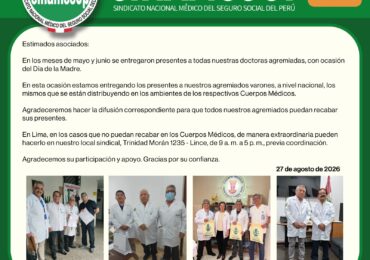 SINAMSSOP entrega presentes a sus agremiados varones a nivel nacional
