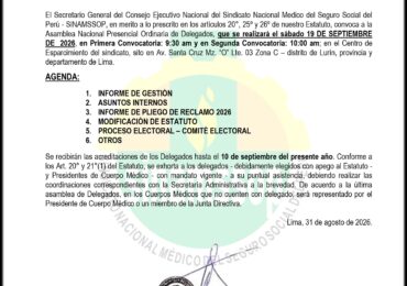 Citación - ASAMBLEA NACIONAL PRESENCIAL ORDINARIA DE DELEGADOS